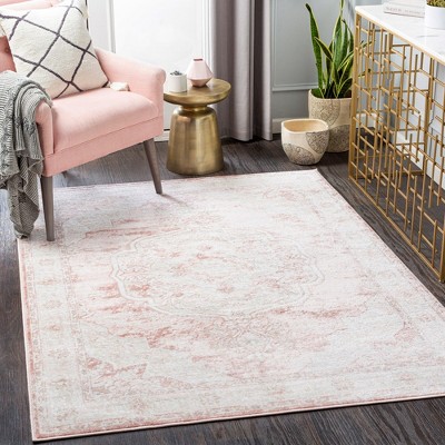 Bethlehem Pink and White Synthetic Fur Rectangular Area Rug