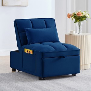 VYNXARIA 4 in1 Multi-Function Single Sofa Bed with Storage Pockets,Tufted Single Pull-out Sofa Bed,Convertible Chaise Lounge - 1 of 4