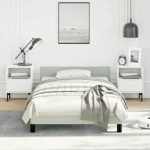 Bed Frame With Headboard Light grey Velvet, Plywood, Engineered wood - 1 of 4