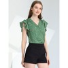 Allegra K Women's Chiffon Ruffle Flutter Sleeves Half Placket V Neck Dot Print Blouse - 2 of 4