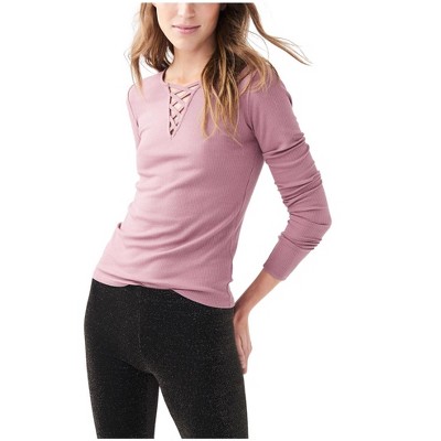 Aeropostale Womens Lace Up Basic T-Shirt