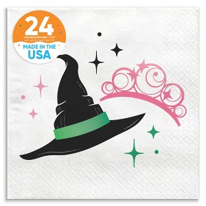 Big Dot of Happiness Witch Party Napkins, Good Pink and Green Birthday or Witch Halloween Decor, White 3-Ply Paper Luncheon Napkins - 24 Count - 1 of 4