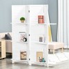 4 Panel 67" Tall Wood Privacy Screen Room Divider with 3 Shelves and Folding Storage for Bedroom - 2 of 4