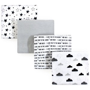 Hudson Baby Infant Cotton Polyester Flannel Receiving Blankets, Moon And Back, One Size - 1 of 2