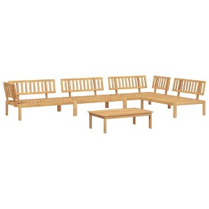 vidaXL 5 Piece Patio Pallet Sofa Set Solid Acacia Wood - Garden Modular Outdoor Furniture with Table and 4 Sofas - 1 of 4
