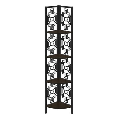 61.5" 4 Shelf Mix Material Keyhole Design Corner Etagere Bookcase - EveryRoom