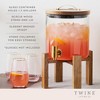 Twine Modern Manor Beverage Dispenser, Glass Carafe, Collapsible Wood Stand, Bronze Spigot, Beverage Service, 1.3 Gallons, Set of 1 - 2 of 4