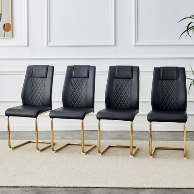 NicBex Faux Leather Dining Chairs Set of 4,Armless Upholstered Kitchen Chair with Plastic Anti-Slip Footpad for Dining Room,Kitchen