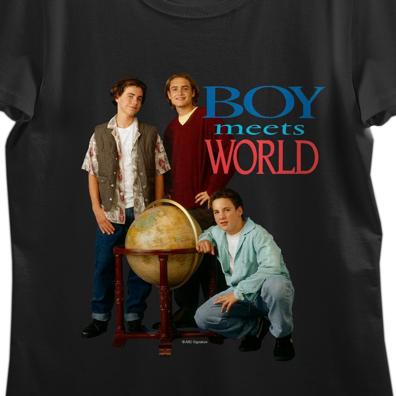 Boy Meets World Globe Group Art Crew Neck Short Sleeve Black Women's T-shirt, 2 of 3