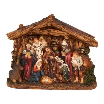 Juvale Nativity Scene Hand-Painted Christmas Figurine DecorChristian Holy Family Figure with Baby Jesus Nativity Figurine Art Crafts, 6x4.5x1.6"