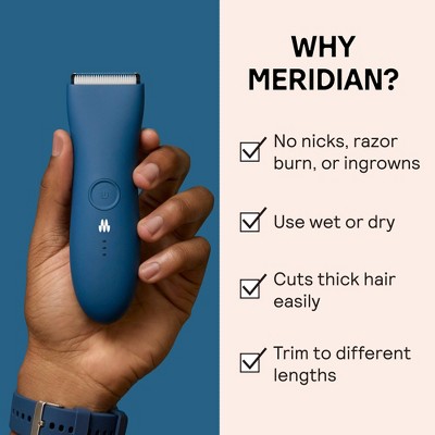 Meridian Trimmer Original Pubic & Body Hair Trimmer for Men & Women Below-the-Belt Groomer, Ball Trimmer, Bikini Trimmer - Ocean