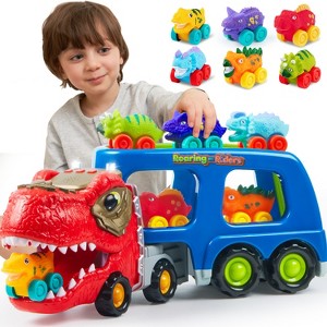 Joyfy Dinosaur Truck Toys for Kids, Carrier Truck Car Toy with 6 Rubber Vehicle Figures, Music and Lights, Birthday Gift for Boys Ages 2 3 4 5 - 1 of 4
