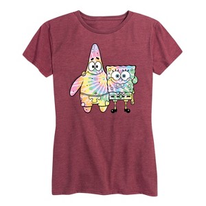 Women's - SpongeBob SquarePants - SpongeBob & Patrick Tie Dye Short Sleeve Graphic T-Shirt - 1 of 4
