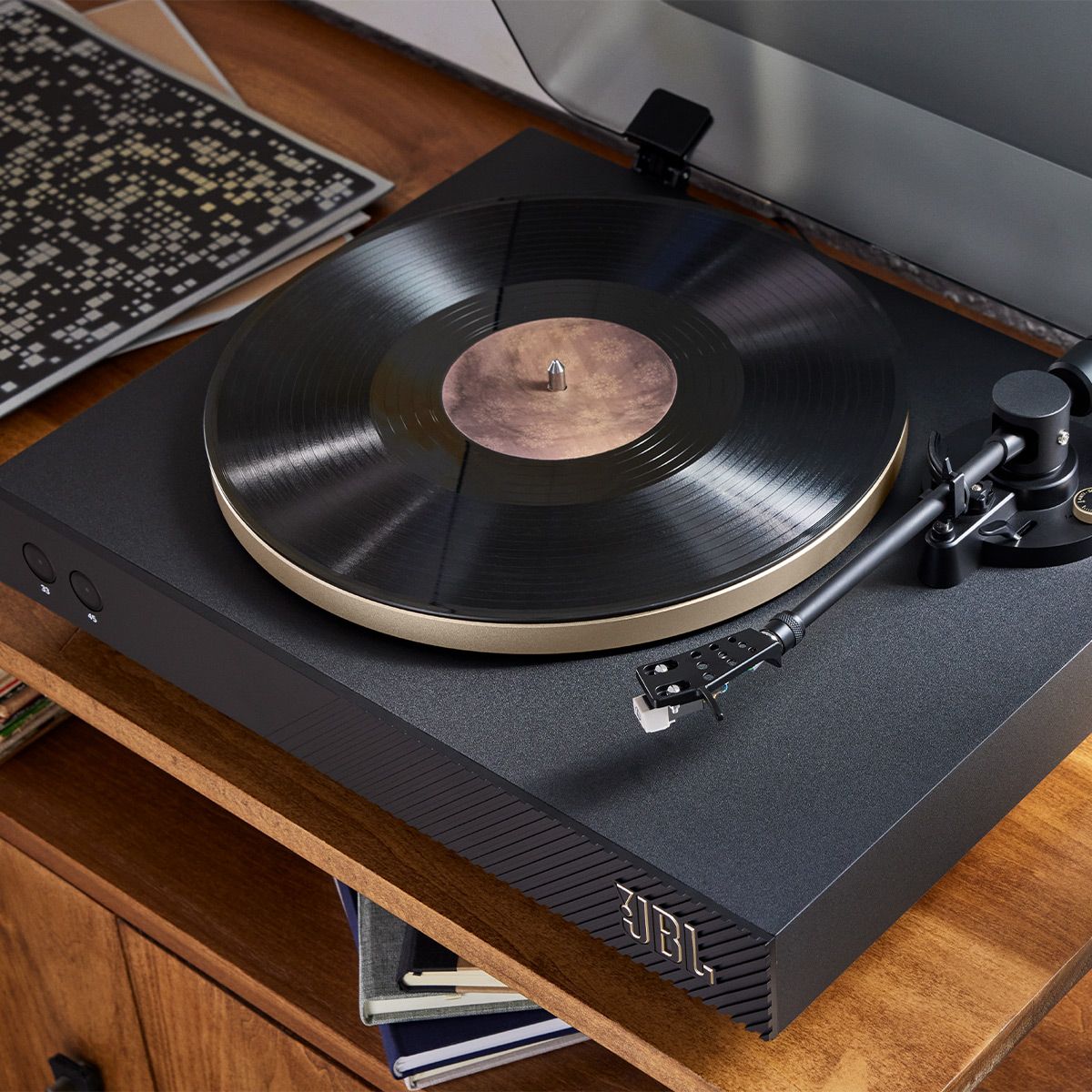 JBL Spinner BT Semi-Automatic Bluetooth Turntable with Authentics 500 Wireless Bluetooth Speaker (Black/Gold) - thumbnail 6