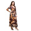24seven Comfort Apparel Brown Paisley Belt Waist Maxi Dress - 2 of 4