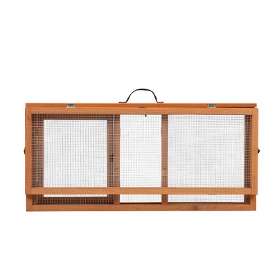 LAOTIES Folding Wooden Rabbit Cage with Run,Outdoor Portable Poultry Cage with Roof and Roosting Pole