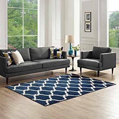 Modway Beltara Chain Link Transitional Trellis 5x8 Area Rug