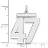 Black Bow Jewelry Sterling Silver, Athletic Collection, Large Polished Number 47 Pendant - 2 of 3