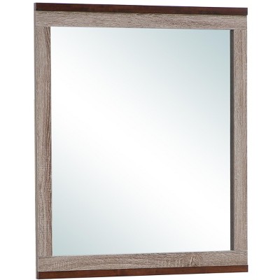 Gray and Brown Rectangular Wood Framed Dresser Mirror