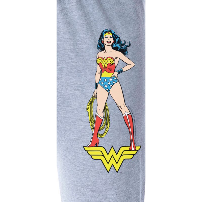 DC Womens' Wonder Woman Vintage Comic Design Lasso Truth Sleep Pajama Pants Grey, 3 of 4