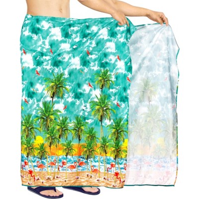 HAPPY BAY Men's Lava Lava Hawaiian Vacation Sarongs Summer Beach Cover Swimwear Holidays Pareo Beachwear Men One Size Allover Monstera Leafs Blue Dad