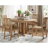 5 PCS Space-Saving Design Dining Set, 1 Round MDF Dining Table and 4 Chairs, Rubber Wood Frame Chairs with Polyester Cushion-Baofuwish - 3 of 4