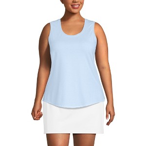 Lands' End Women's Sleeveless Power Performance Scoop Neck Curved Hem Tunic Tank - 1 of 4