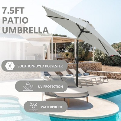 LOVMOR 7.5ft * 7.5ft Patio Umbrella with Crank and Push Button Tilt,Red