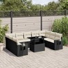 vidaXL 10 Piece Patio Sofa Set with Cushions Black Poly Rattan - Black and Cream without Storage - 2 of 4