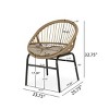Set Of 2 Outdoor Dining Chairs With Cushions,Armless Chairs With Metal Frame,Polyethylene Rattan Woven Patio Kitchen Chairs-Coolbibila - 4 of 4