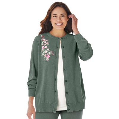 Woman Within Plus Size Perfect Long-Sleeve Cardigan