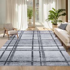 Washable Area Rug, Modern Geometric Area Rugs for Living Room Bedroom, Non-Slip Low Pile Indoor Soft Carpet - 1 of 4