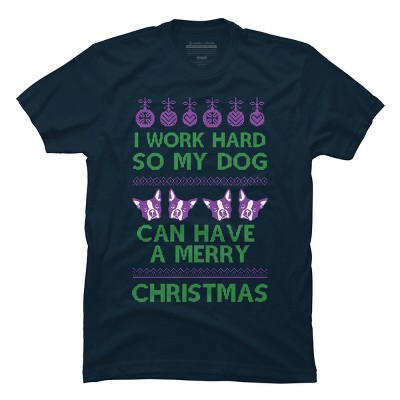 Men's Design By Humans Dog Christmas By AmberDawn888 T-Shirt