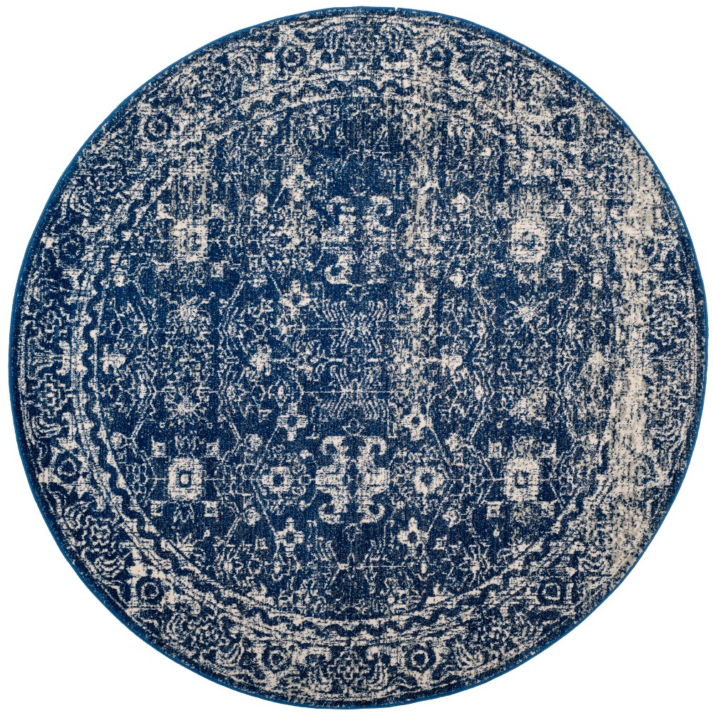 5'1inx5'1in Round Asteria Evoke Rug Navy/Ivory Round - Safavieh