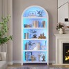 Vlrska 5-Shelf Arch Display Bookshelf with Motion-Sensor LED Lighting – Elegant Storage Rack for Study, Living, or Bedroom. - 3 of 4