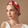 Unique Bargains Women's Elegant Knotted Printed Wide Hairband 6.50"x4.92" Wine Red 1 Pc - 2 of 3