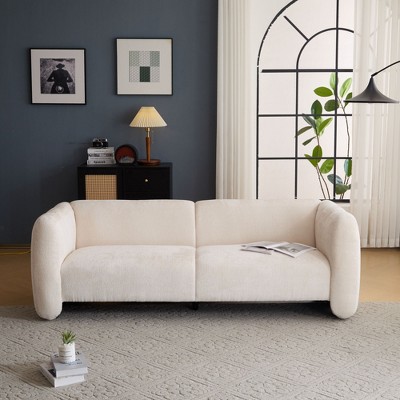 Sapphtopaz Modern 3-Seater Couches for Living Room with Wave Design Upholstered Loveseat Sofa Curved Lounge Sofa with Wood Frame for Apartment