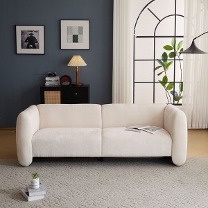 Sapphtopaz Modern 3-Seater Couches for Living Room with Wave Design Upholstered Loveseat Sofa Curved Lounge Sofa with Wood Frame for Apartment - 1 of 4