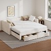 Twin to King Size Daybed with Trundle, Twin Size Chenille Upholstered Extendable Sofa Bed Frame with Storage Drawers - ModernLuxe - 2 of 4