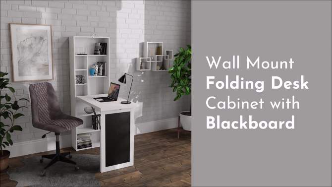 Wall Mount Folding Desk Cabinet with Blackboard White - Danya B., 2 of 21, play video