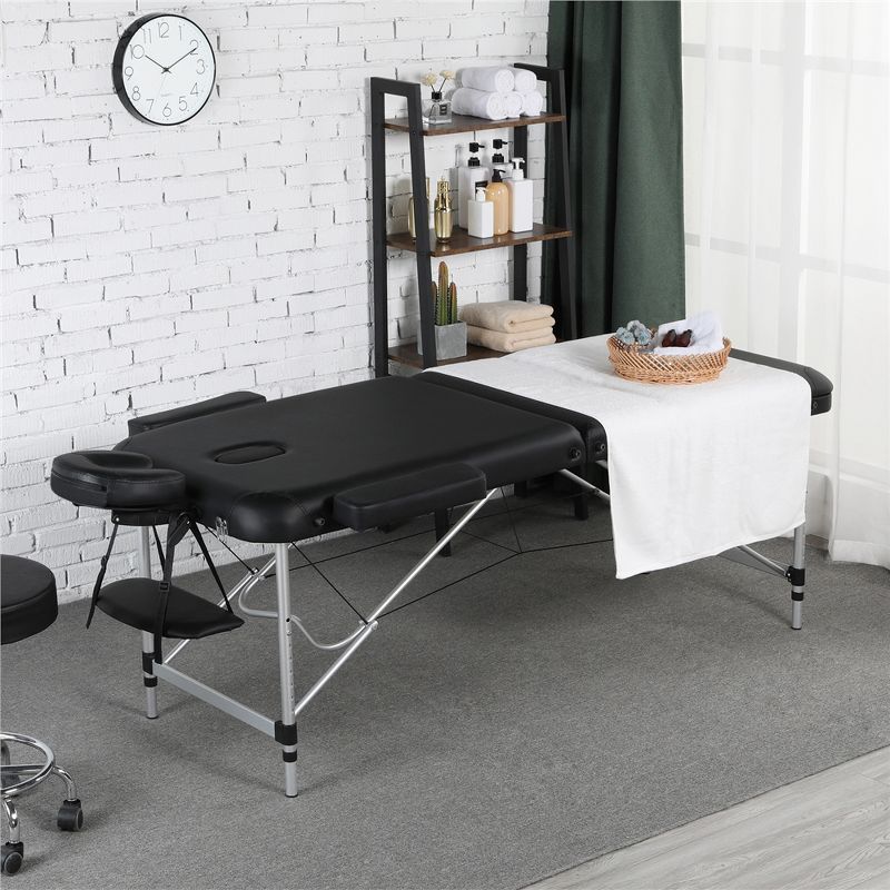 Yaheetech Portable Aluminium 3 Folding Massage Tables with Non-Woven Bag Black, 3 of 11