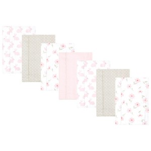 Hudson Baby Infant Girl Flannel Burp Cloth 7pk, Pink Honey Bunny, One Size - 1 of 4