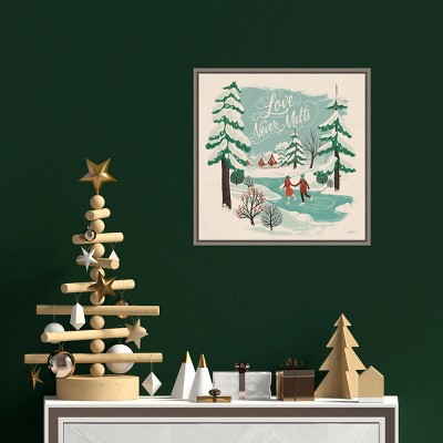 Love Never Melts Christmas Canvas Framed Wall Art