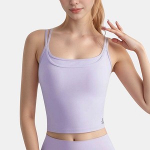 Anna-Kaci Active Women's Longline Sports Bra with Double Spaghetti Straps and Layered Scoop Neck for Low Impact Workouts - 1 of 4