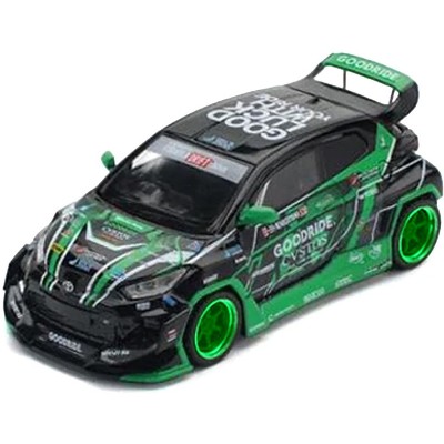 Pandem GR Yaris RHD "Goodride Motorsports" Green and Black w/Graphics "Enigma Exclusive Ed" 1/64 Diecast Model Car by Pop Race