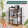 Aoibox Small 3 Tier Bookshelf Industrial Bookcase Solid Wood Berry Brown for Bedroom Living Room Office Storage - 3 of 4