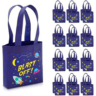 Blue Panda 24-Pack Outer Space "Blast Off" Party Favors Tote Bags, Small Gift Bags (6.5 x 7 x 1.77 In)