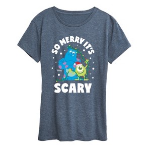 Women's - Monsters Inc - So Merry Its Scary Short Sleeve Graphic T-Shirt - 1 of 4