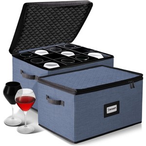 StorageBud Fine China Storage Containers, Durable Dinnerware Storage Set, Hard Shell Quilted Dish Storage Boxes with Felt Dividers - 1 of 4