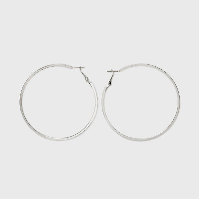 Squared Round Hoop Earrings - Universal Thread&#8482; Silver